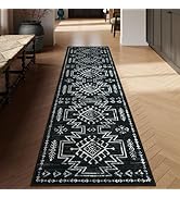 Lahome Black Runner Rug for Hallway Non Slip, Boho Machine Washable Stain Resistant Runner Rug fo...