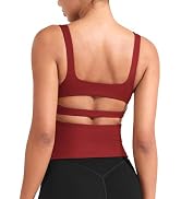 YEOREO CoreFlex Workout Tank Tops Women Open Back Built in Bra Longline Yoga Crop Top Gym Backles...