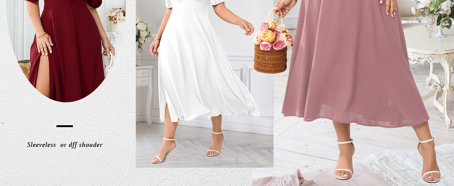 Women's Plus Size Summer Dress Square Neck Maxi Long Dresses