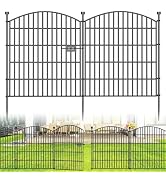 10 Panels Tall No Dig Garden Fence - 40in H x 22.5ft L, Reinforced Square Tube Rustproof Animal B...