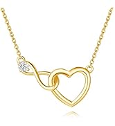 FANCIME Infinity Love Heart Necklace Bracelet 925 Sterling Sliver Gold Plated Dainty Simulated Di...