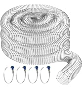 4" x 10' PVC Dust Collection Hose Made in USA with 4 Thumbscrew Clamps, Puncture Resistant PVC Du...
