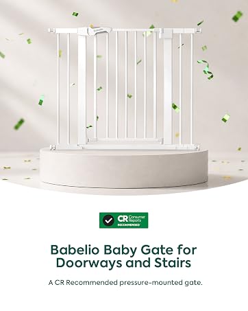 Babelio Smart Baby Gate with Auto-Unlock/Close, Pressure Mounted No Drill for Doorways/Top of Sta...