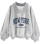 Avanova Women USA Graphic V Neck Sweatshirts Top Drop Shoulder Long Sleeve Pullover Shirt