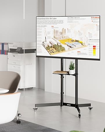 ECOTINY Height Adjustable Rolling TV Stand for 37-86 Inch TV up to 110 Pounds, Portrait to Landsc...