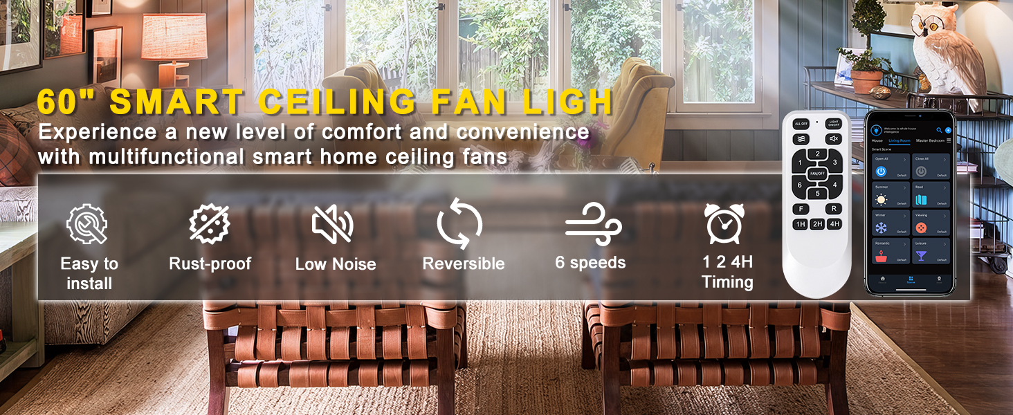 smart black ceiling fans no light for outdoor patio living room bedroom kitchen