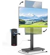 Mobile TV Cart with Handle Stepless Lift,Rolling TV Stand for 42-75inch TVs with 90 Rotating,Port...