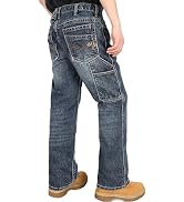 BOCOMAL Non FR-Men's Heavyweight Dura-Rugged Work Jeans Mid Rise Relaxed Fit Boot Cut 7 Utility P...