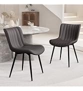 YOUNUOKE Mid-Century Modern Dining Chairs Set of 2, Blue PU Leather Upholstered Kitchen Chairs wi...