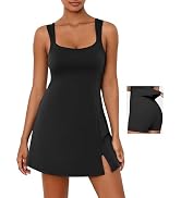 Desol Athletic Dress for Women Square Neck Sleeveless Built in Shorts with Pockets Tennis Dress G...