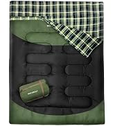 WKFAMOUT Double Sleeping Bag for Adults Machine Washable 2 Person Camping Sleeping Bag Queen Size...