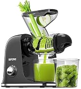 SIFENE Cold Press Slow Masticating Juicer Machine, Juice Extractor for Vegetables & Fruits, Dual ...