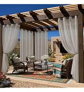 Sunshelf 4 Panels Outdoor Sheer Curtains for Patio, Waterproof Light Filtering Outside Curtains w...