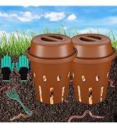 TOP XIAN 2-Pack Inground Worm Composter, Outdoor Worm Compost Bin for Garden Beds & Home Use, Ver...