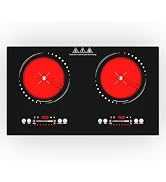 VBGK 2 burner cooktop,110V 4000W 2 burner induction stove top with Brushed Panel LED touch Contro...