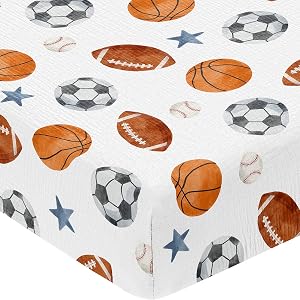sports blue crib sheet