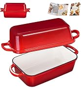 GRMImosa 2 in 1 Cast Iron Bread Loaf Pan with Lid, Loaf Pans for Baking Bread 9x5 Inch, Even Heat...