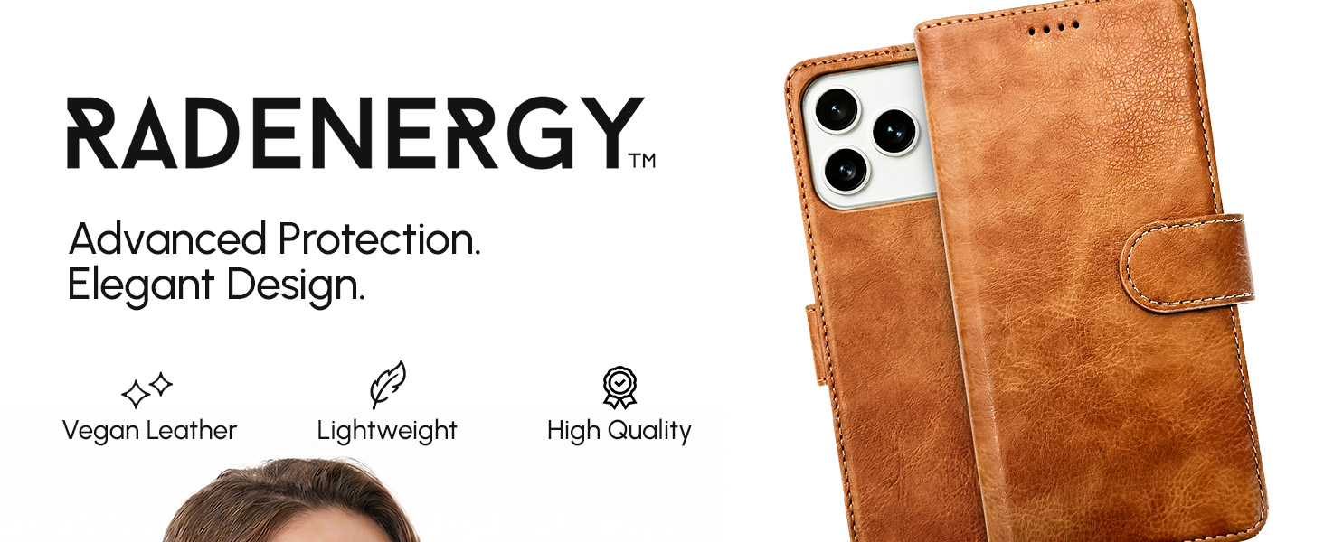 Anti Radiation Flip Folio Case for iPhone 17 Pro Brown
