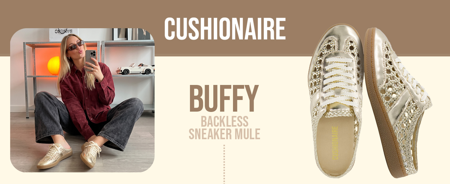 buffy, cushionaire, backless sneaker mule, lifestyle