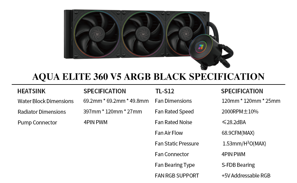 AE360 V5 ARGB Black cpu cooler