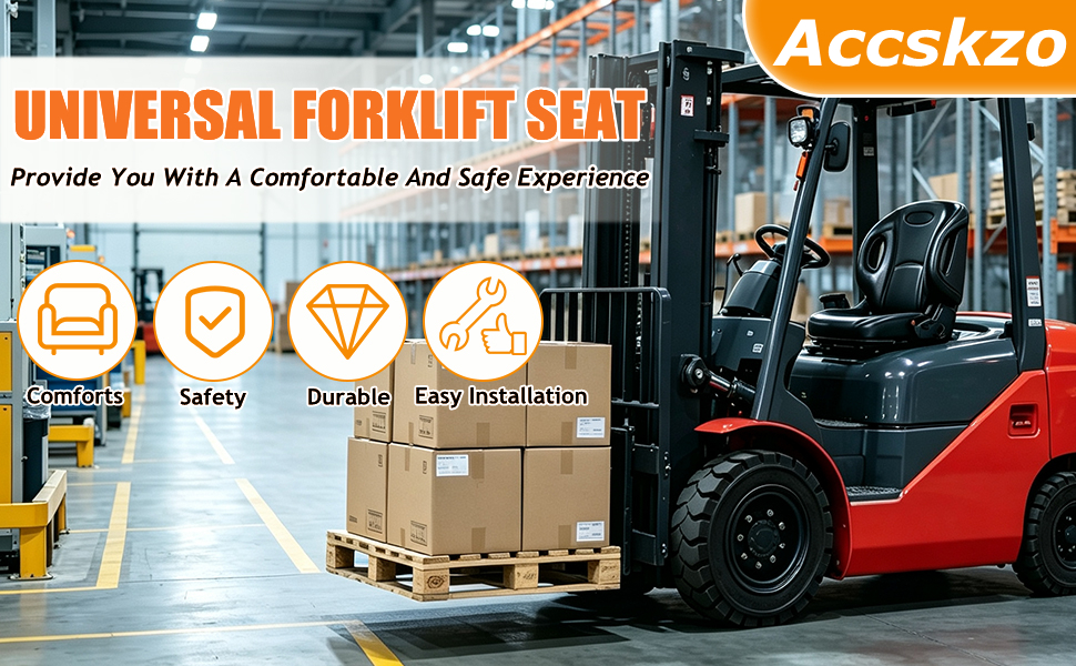 Universal Forklift Seat with Seat Cover, 70-115° Adjustable Back
