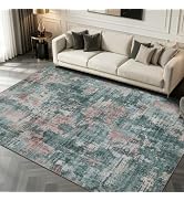 Sasttie 5x7 Washable Area Rug, Modern Abstract Rug, Black & Gold | Ultra-Soft Faux Wool, Machine ...