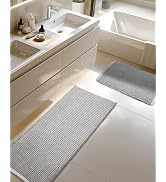 Furicher Large Waffle Bath Mat Set, Non Slip Bathroom Mat Set 2 Piece, Ultra Absorbent Bath Mats,...