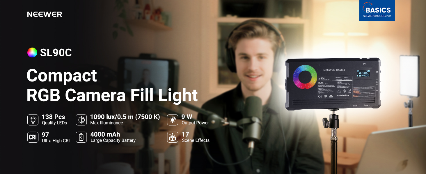 SL90C Compact RGB Camera Fill Light