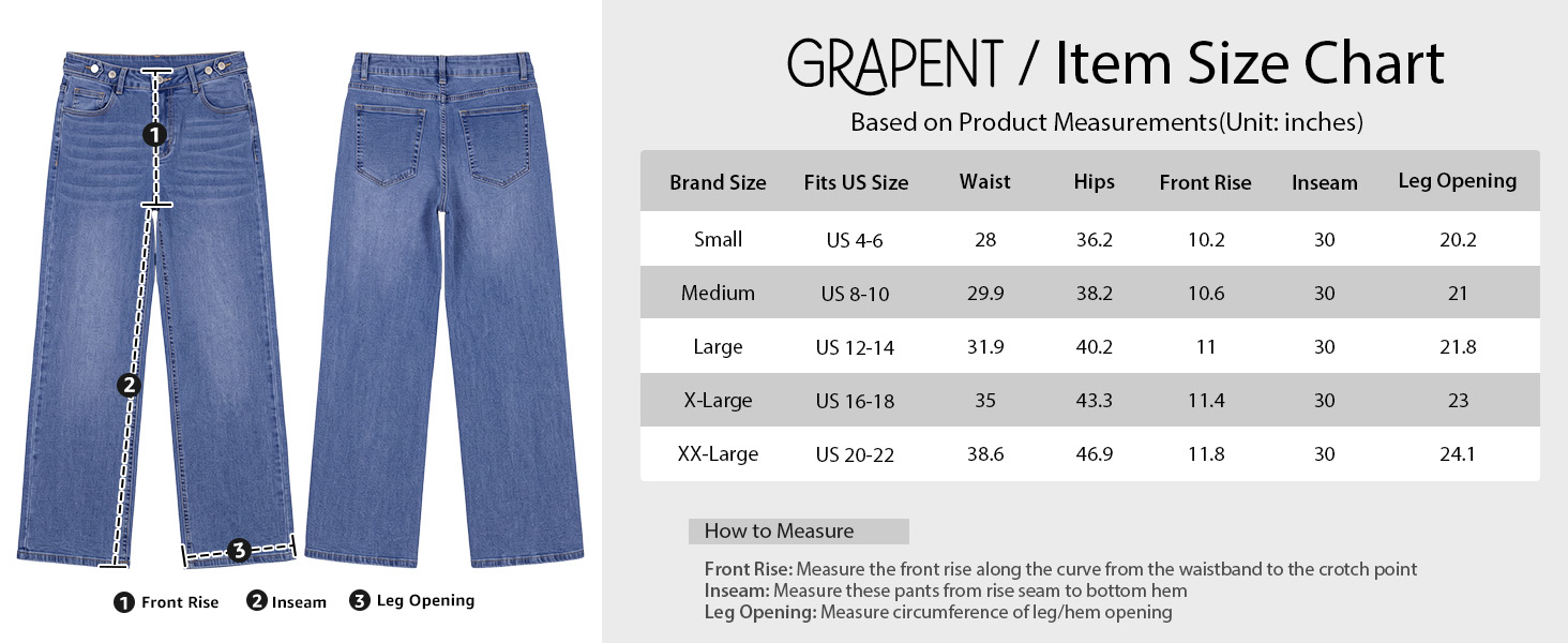 GRAPENT loose straight baggy denim jeans for women smart casual