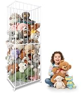 Stuffed Animal Storage Zoo with Wheels, 63'' Tall Large Wooden Plushies Storage Stuffed Animals H...