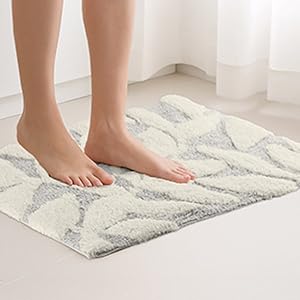Image of washable bathroom rugs, shower rugs for bathroom floor, cute bathroom rugs.
