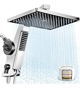 MakeFit Dual Filtered Rain Shower Head Combo, High Pressure Handheld Shower Head with Adjustable ...