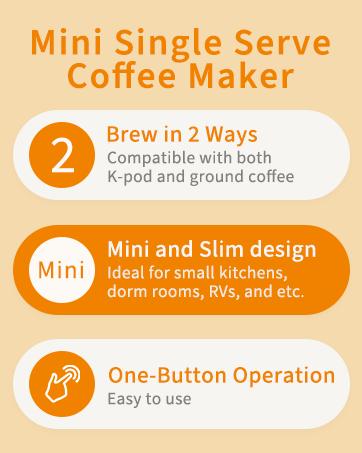 Karosie Single Serve Coffee Maker for K-Cup and Ground Coffee, Fast Brew, 6-12 oz Brew Sizes One ...