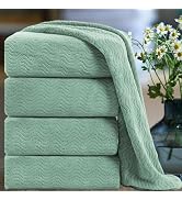 Ultra Soft Bath Towel Set of 4, Navy Extra Large Textured Microfiber Luxury Towels 35x70 in, Quic...