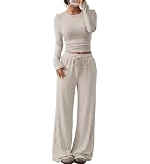 Trendy Queen Womens Striped Lounge Sets 2 Piece Matching 2026 Fall Outfits | Cute Loungewear Outf...