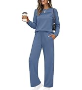 Ekouaer 2 Piece Sets for Women Lounge Set Airport Fall Travel Outfits 2026 | Pleated Top, Long Sl...