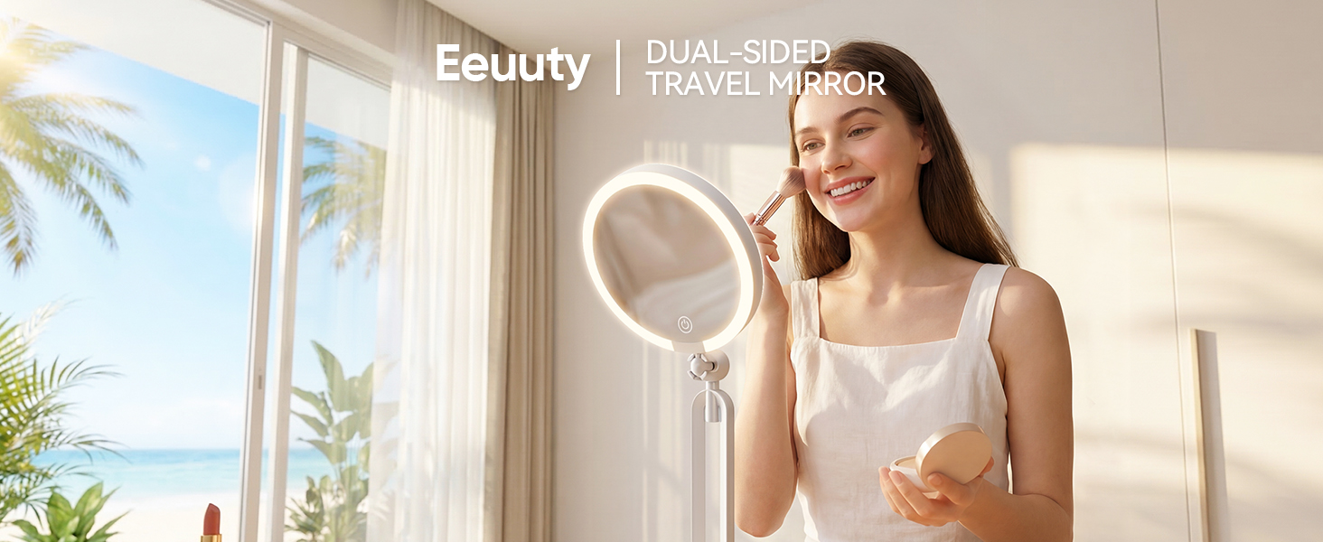 eeuuty double-sided travel makeup mirror with 1X/30X HD magnification