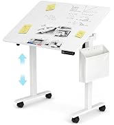 Electric Standing Desk with Drawer and Wireless Charging, 48 Inch Sit Stand Desk with USB Chargin...