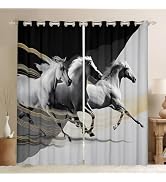 jejeloiu Abstract Horses Curtains for Bedroom Living Room Galloping Horse 30%-50% Blackout Darken...