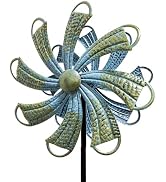 XLSWAIN 360° Metal Wind Spinner with Acrylic Beads – Willow Leaf Kinetic Sculpture for Outdoor Pa...