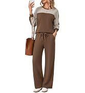 Casly Lamiit Women's 2 Piece Lounge Sets Casual Outfits Sweat Suits | Color Block Long Sleeve Swe...
