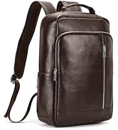 Yevabo Durable Genuine Leather Backpack - 15.6 Inch Laptop Bag for Business Commute & Travel, Lar...