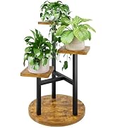 NQW Metal Black Plant Stand Indoor Outdoor,3 Tier Tall Flower Pot Holder Potted Display Rack Shel...