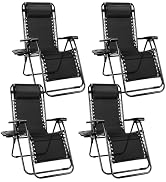 NEWBULIG Zero Gravity Chair Set of 2, Lounge Chair Folding Portable Adjustable Camping Reclining ...