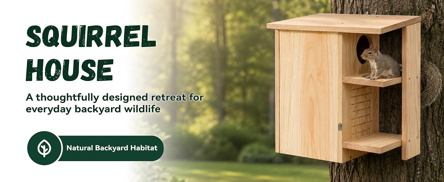 Squirrel House for Outside Wooden Squirrel Nesting Box Outdoor Animal House for Outside