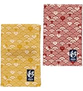 Japanese Pattern Handkerchiefs for Men & Women, Made in Japan, 2 Pack, Large 21x21 inch, Lightwei...