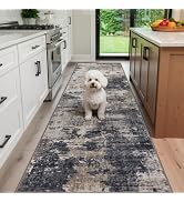 Sasttie 2x8 Runner Rug, Modern Abstract Hallway Rug, Blue & Green | Ultra-Soft Faux Wool, Machine...