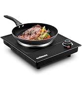 CUSIMAX Electric Hot Plate, 1800W Double Burner, Cast Iron Countertop Cooktop, Hot Plates for Coo...