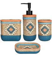 Beach Theme Bathroom Accessory Sets 4PCS Bathroom Accessories Set Complete Embossed Seashell Star...