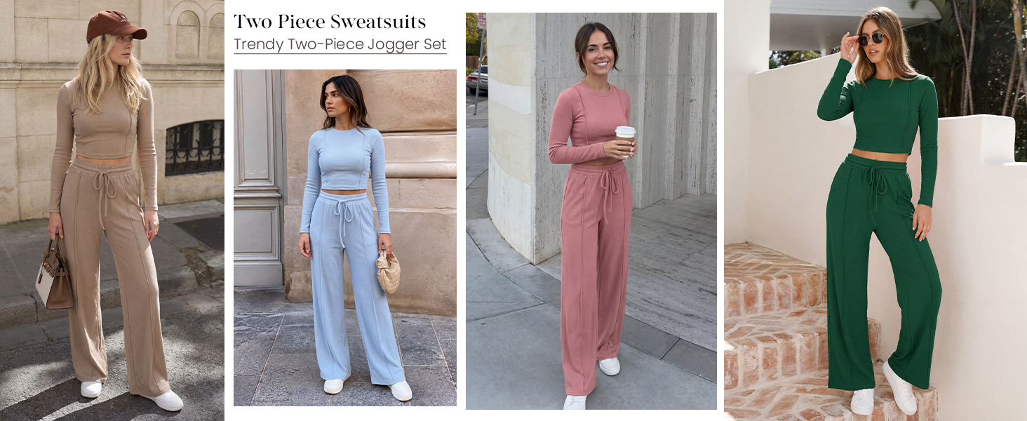 two pieces outfits for woman;matching sweat sets for women;loose pants for women